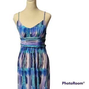 Ann Taylor Watercolor Spaghetti Strap Maxi Dress Size 0